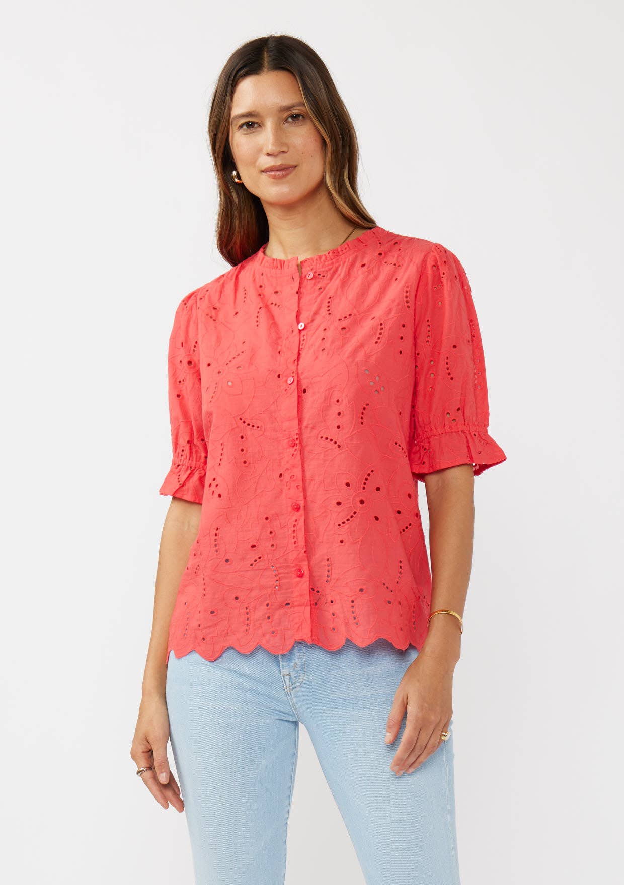 Embroidered Eyelet Top