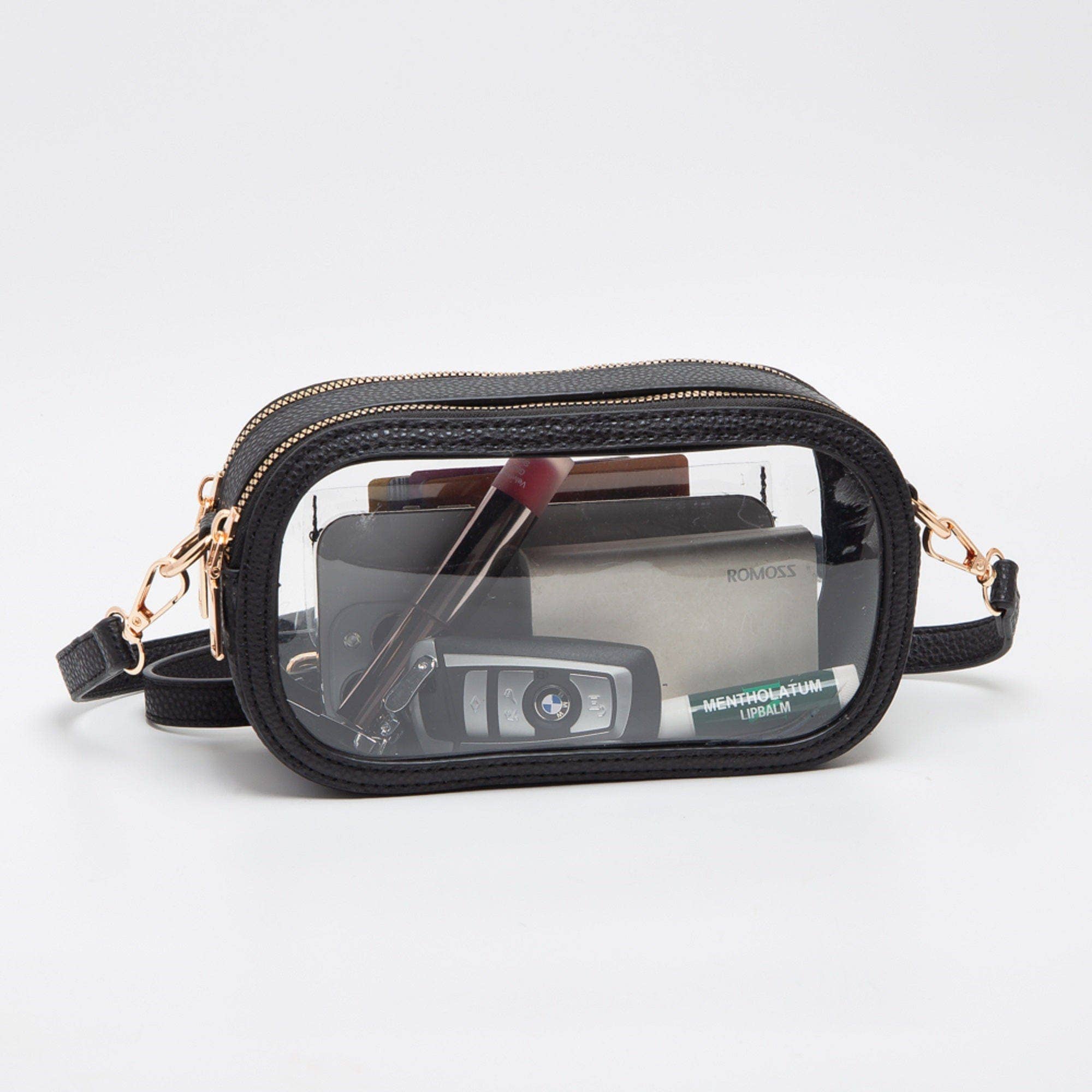 Double Zipper Oval Clear Bag
