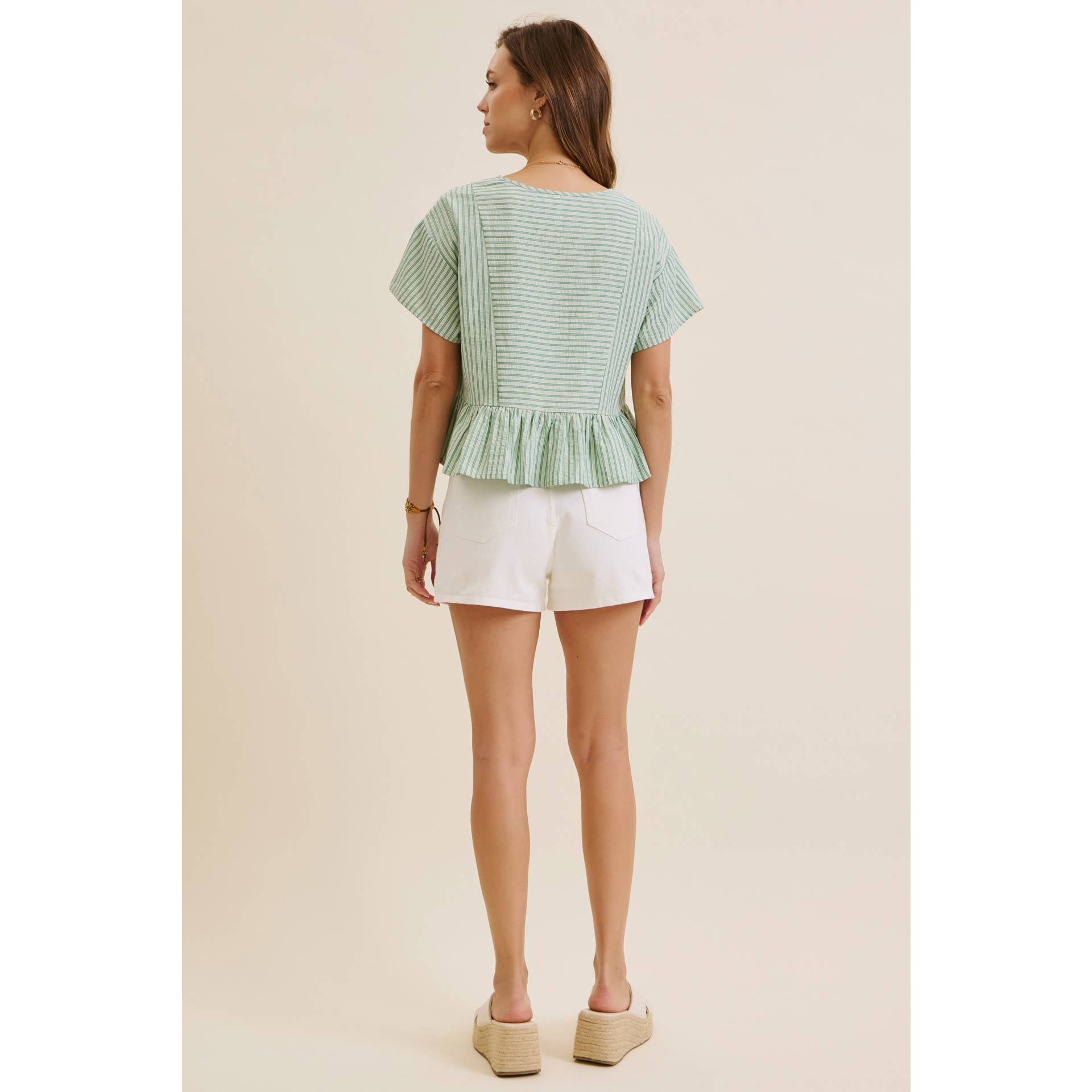 BABYDOLL STRIPE PEPLUM BLOUSE