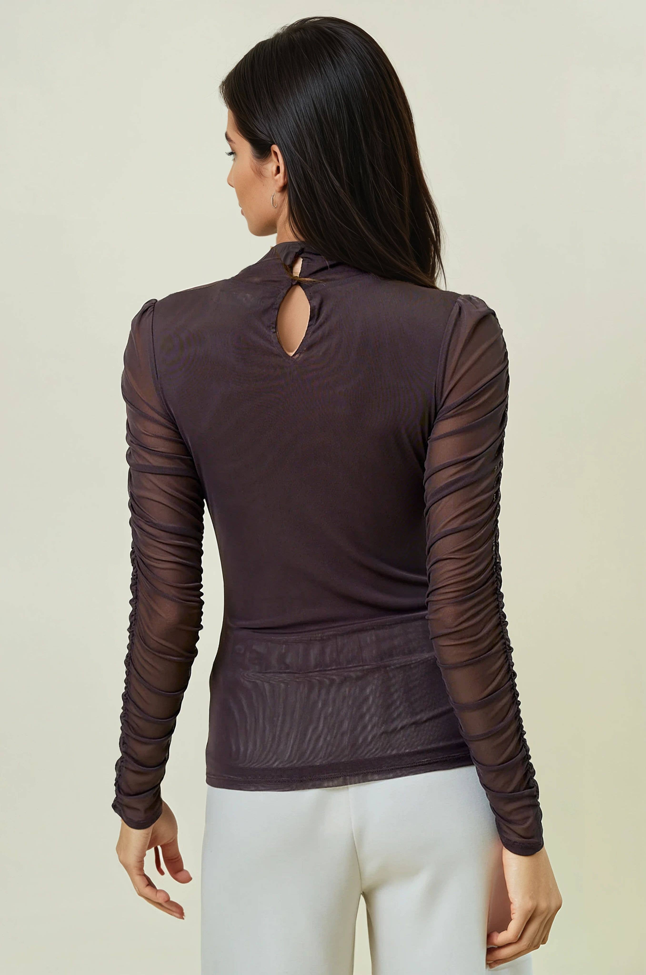 SEMI SHEER MOCK NECK