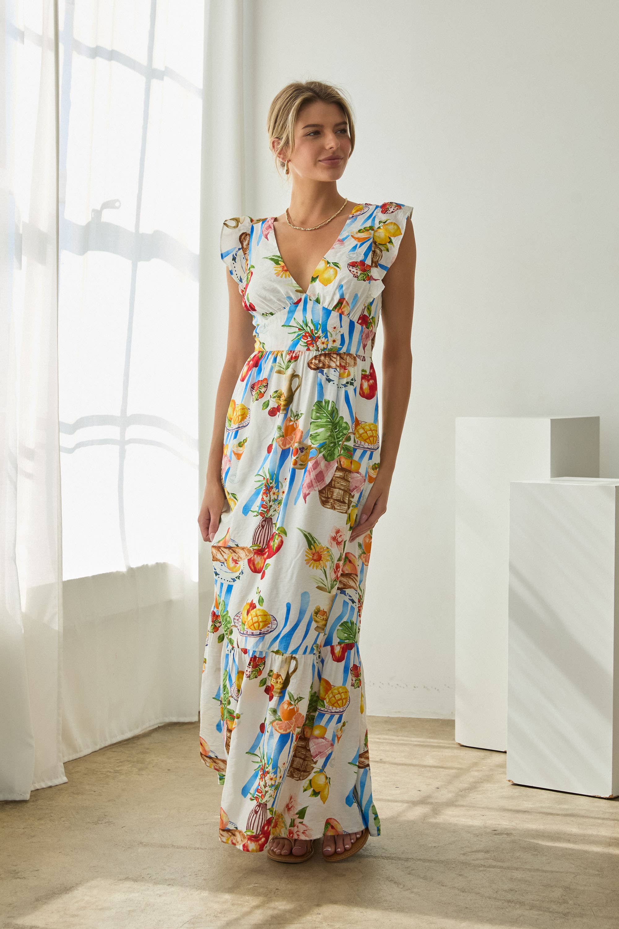 Picnic Tie-Back Maxi Dress