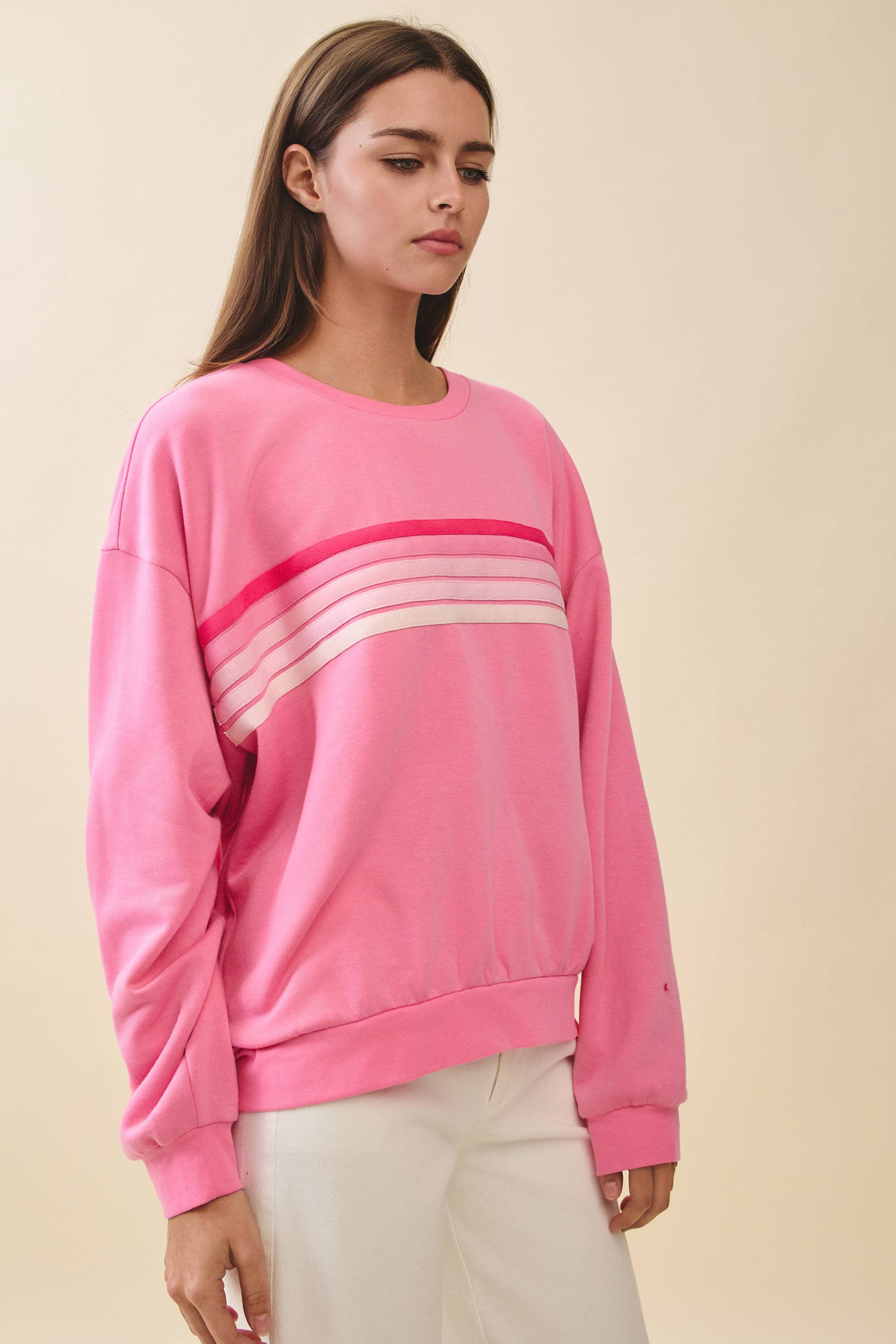 Retro Ombre Stripe Graphic Sweatshirt