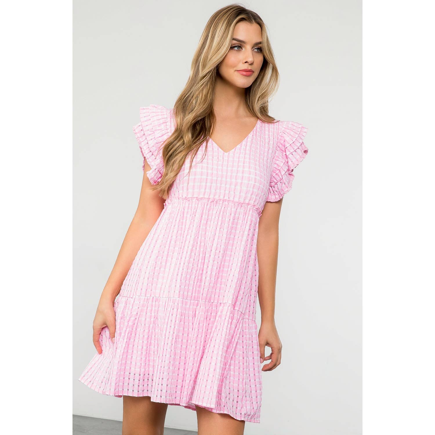 Flutter Sleeve Stripe Dress