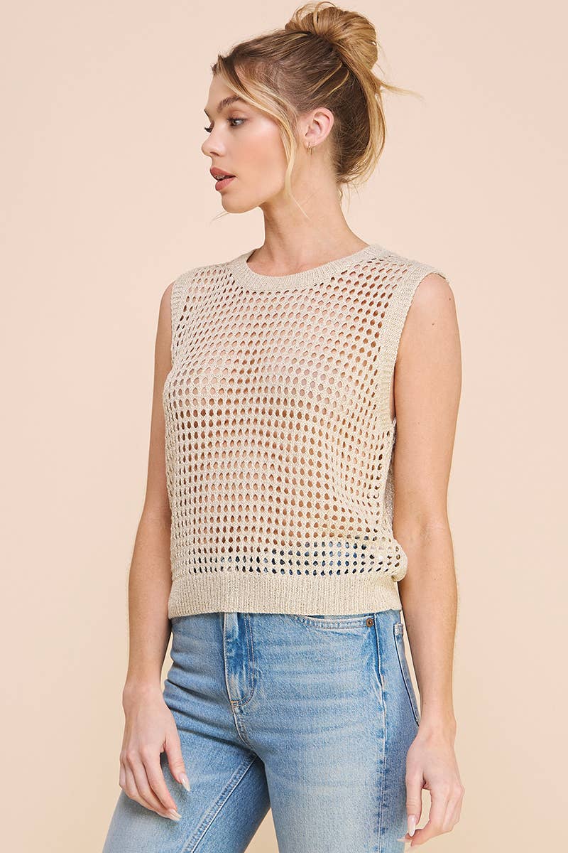 Foil Knit Crochet Tank