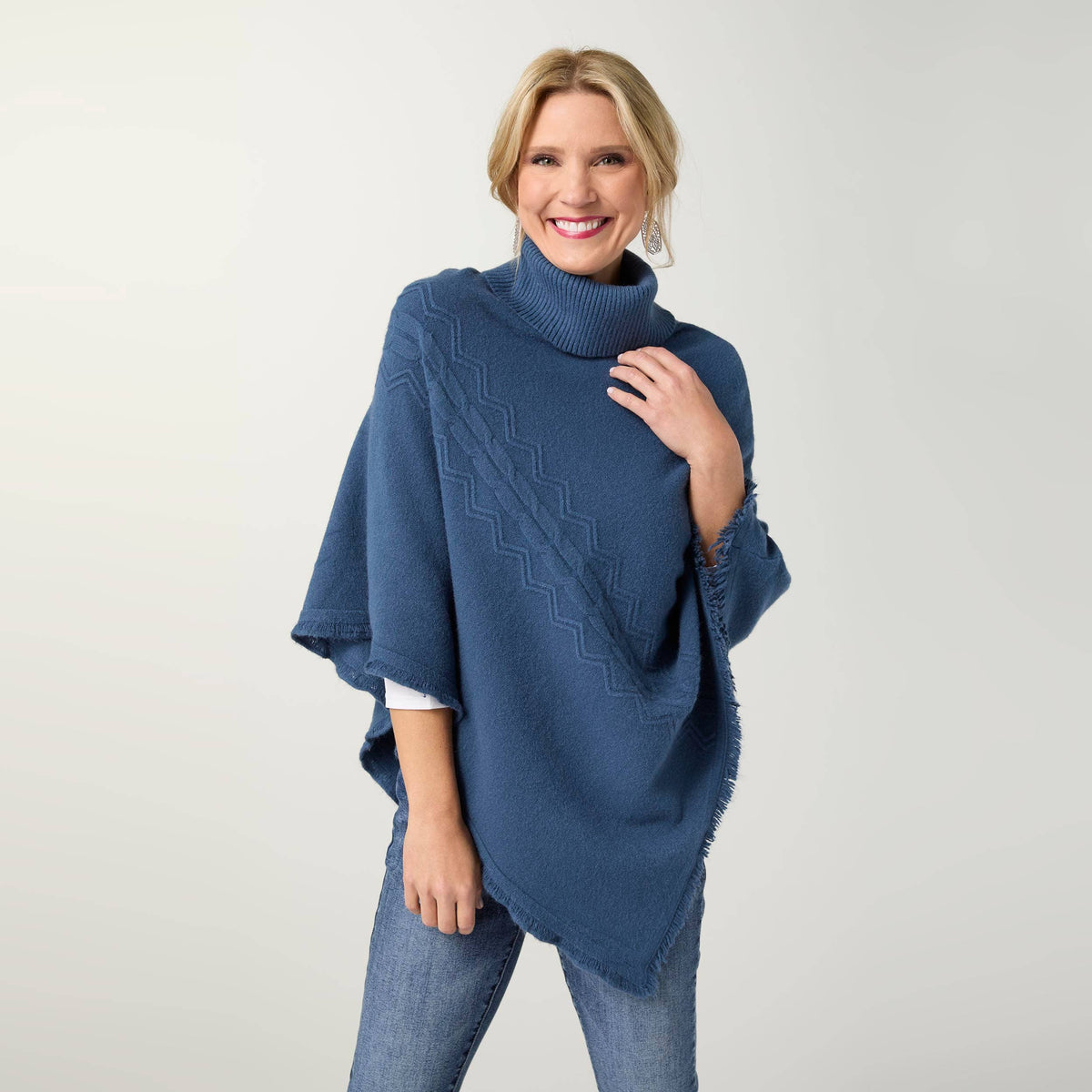 Heavenly-Luxe Cable Knit Turtleneck Poncho