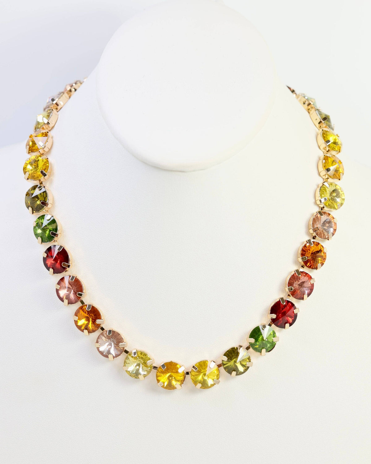 Harper Medium Rhinestone Necklace Olive