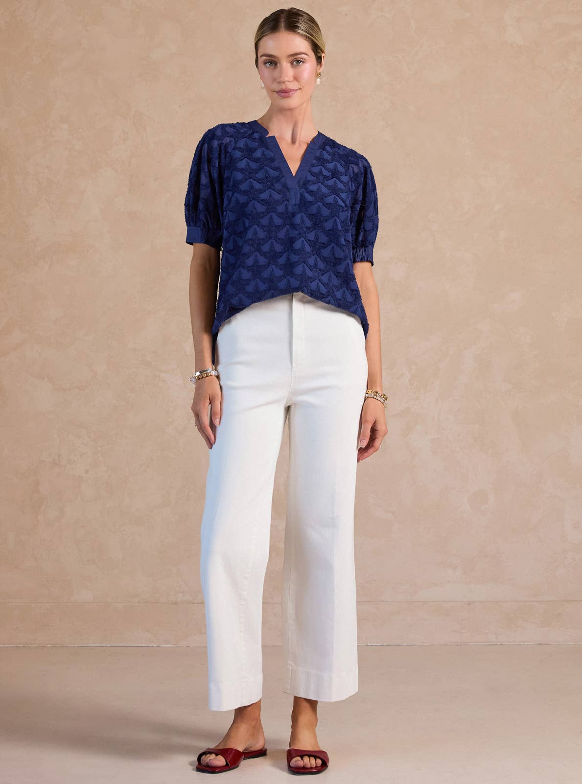 Star Pattern Short Sleeve Blouse