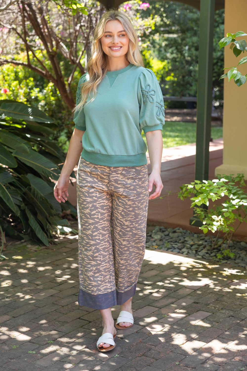Floral Embroidered French Terry Top
