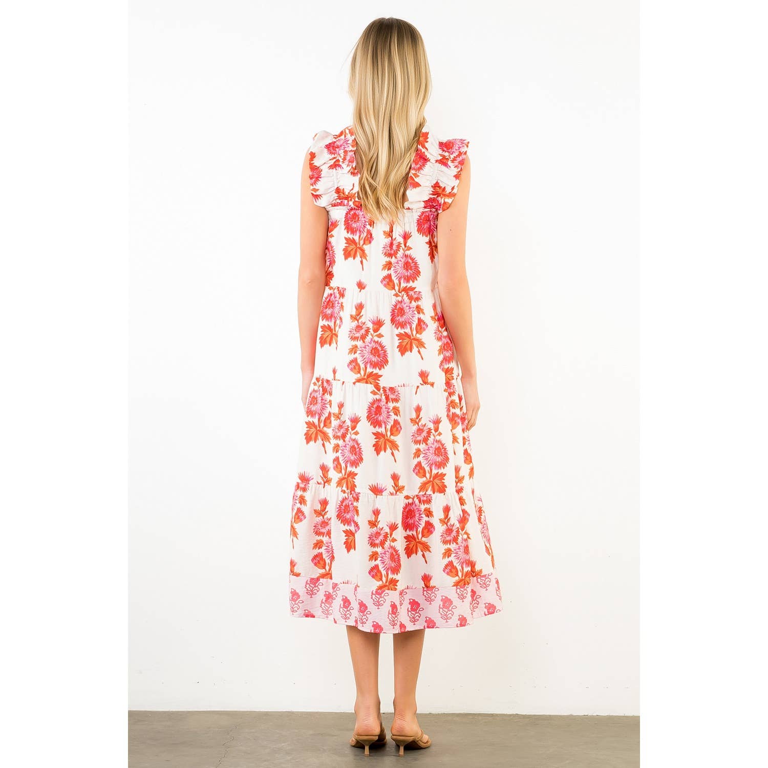Flutter Sleeve Floral Tiered Dress