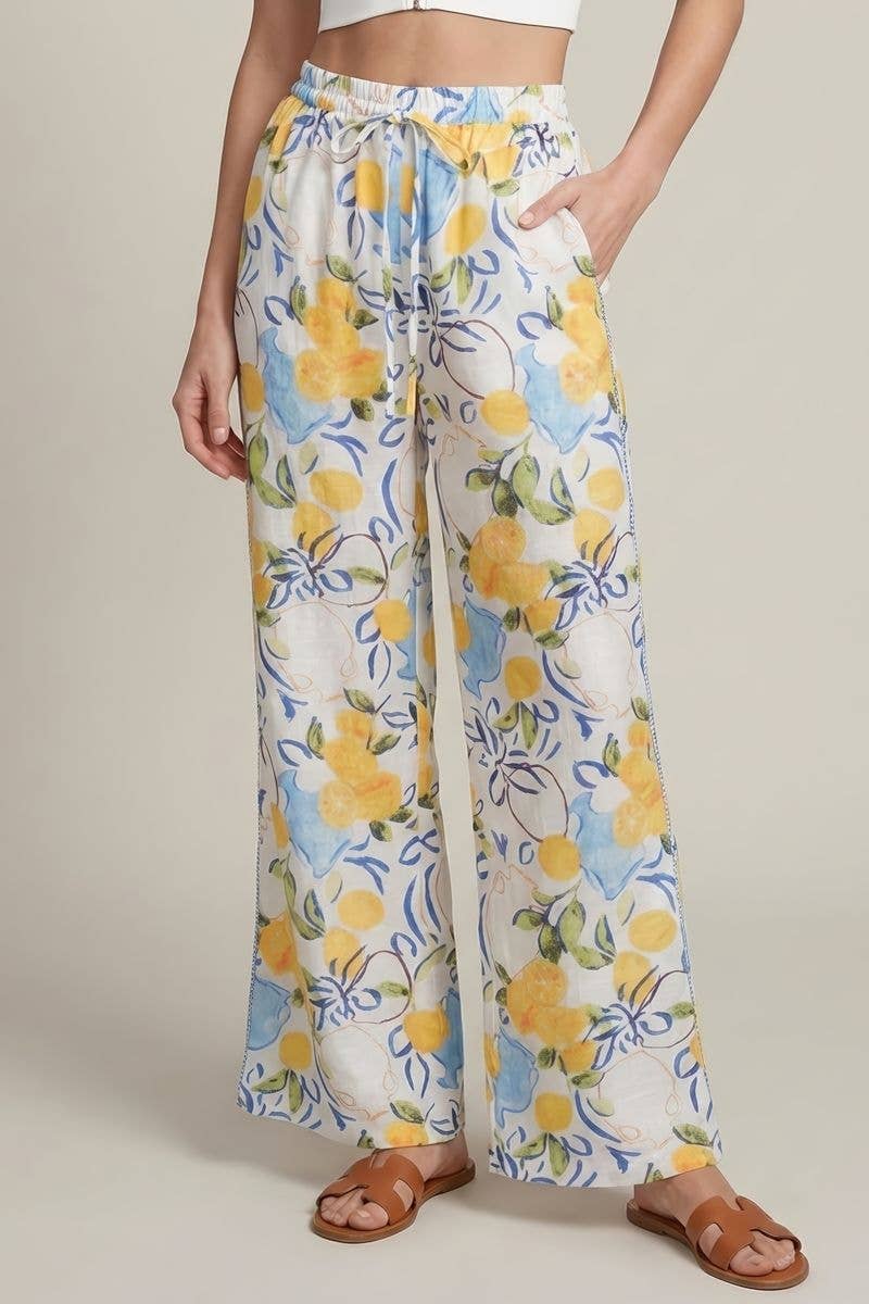 ARTISTIC LEMON WIDE LEG PANTS