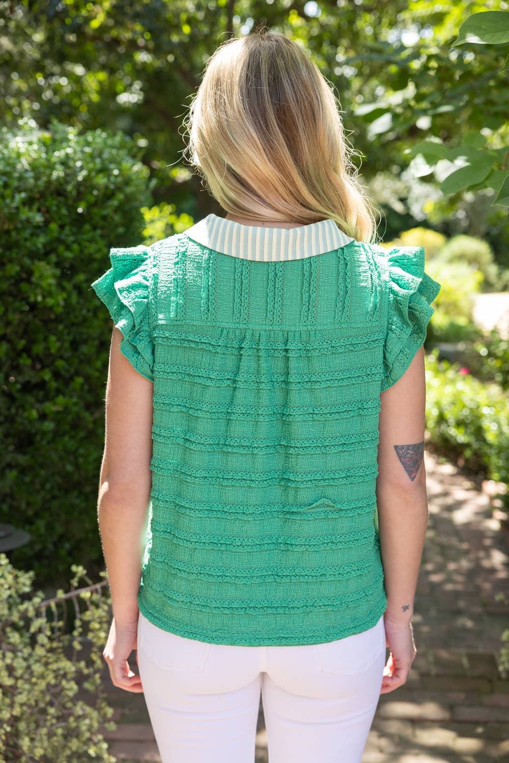 Ruffle Sleeve Textured Knit Top