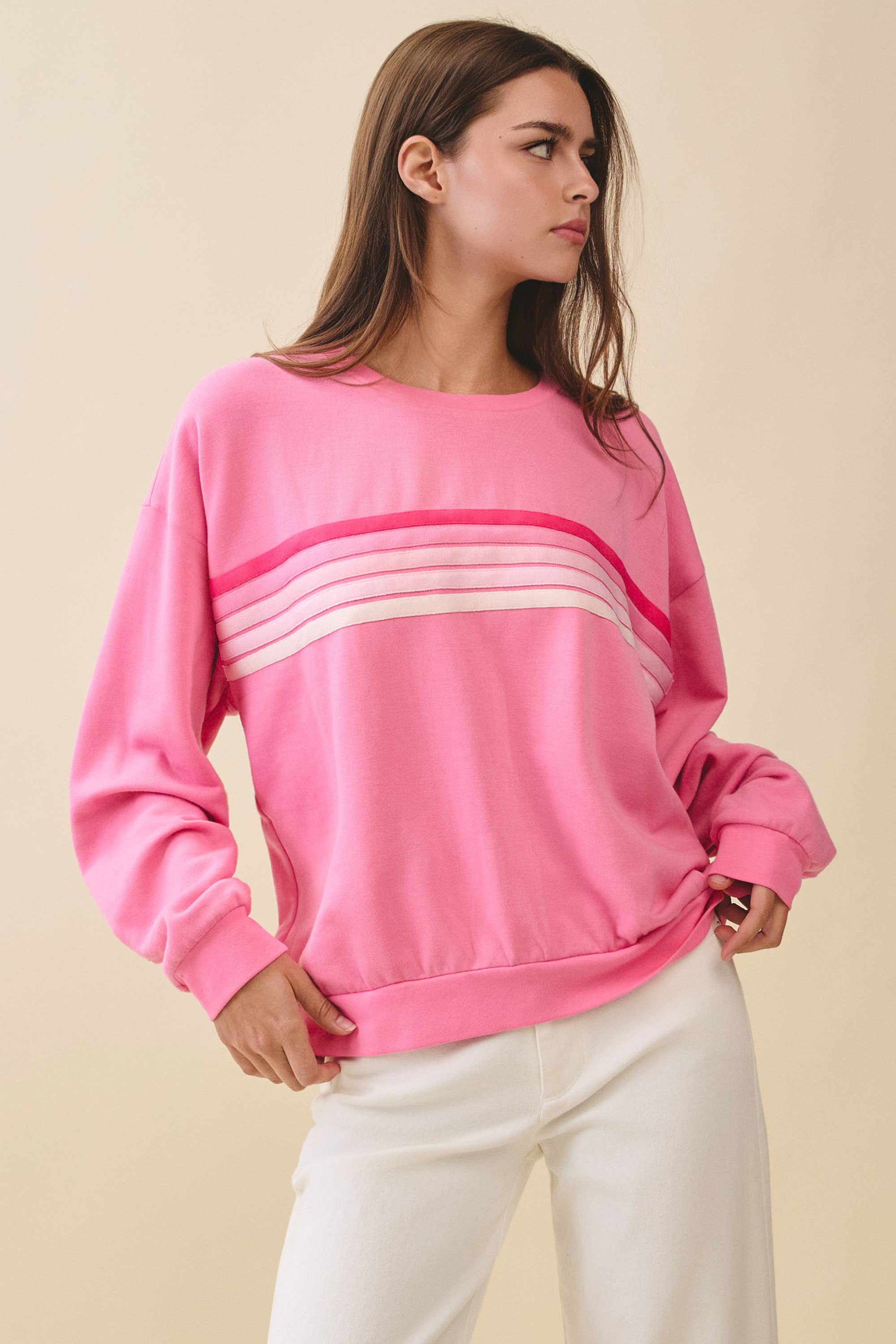 Retro Ombre Stripe Graphic Sweatshirt
