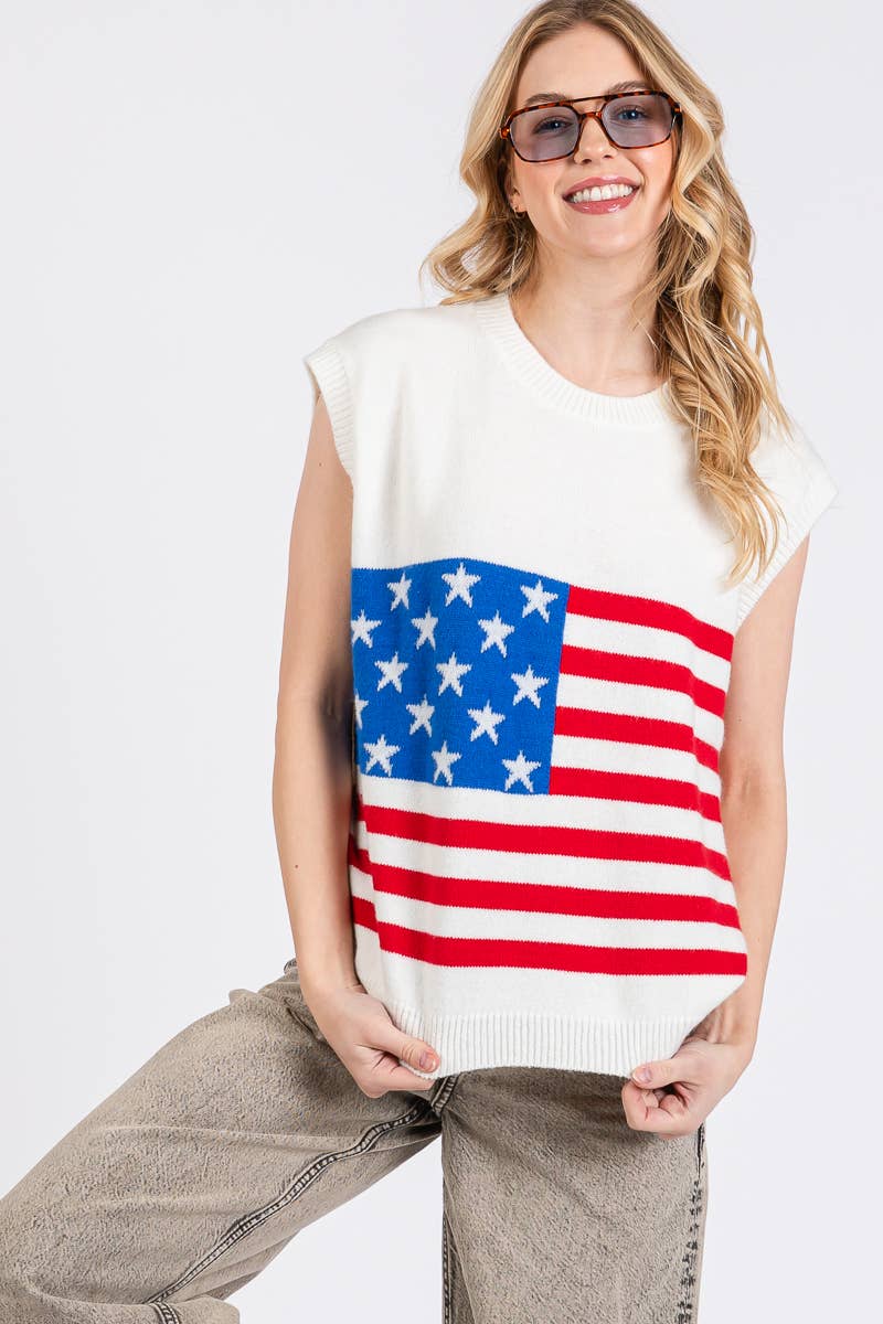 AMERICAN FLAG SWEATER VEST