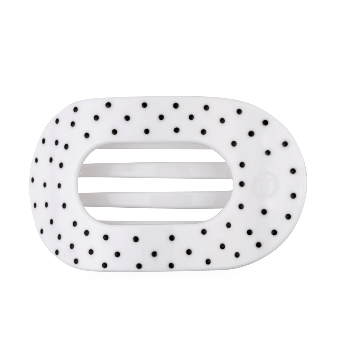 White Polka Dot Party Large Flat Round Hair Clip