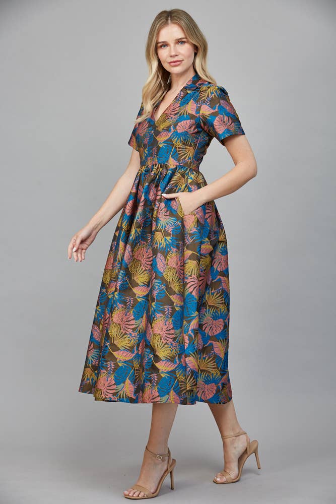 JACQUARD FABRIC MIDI DRESS