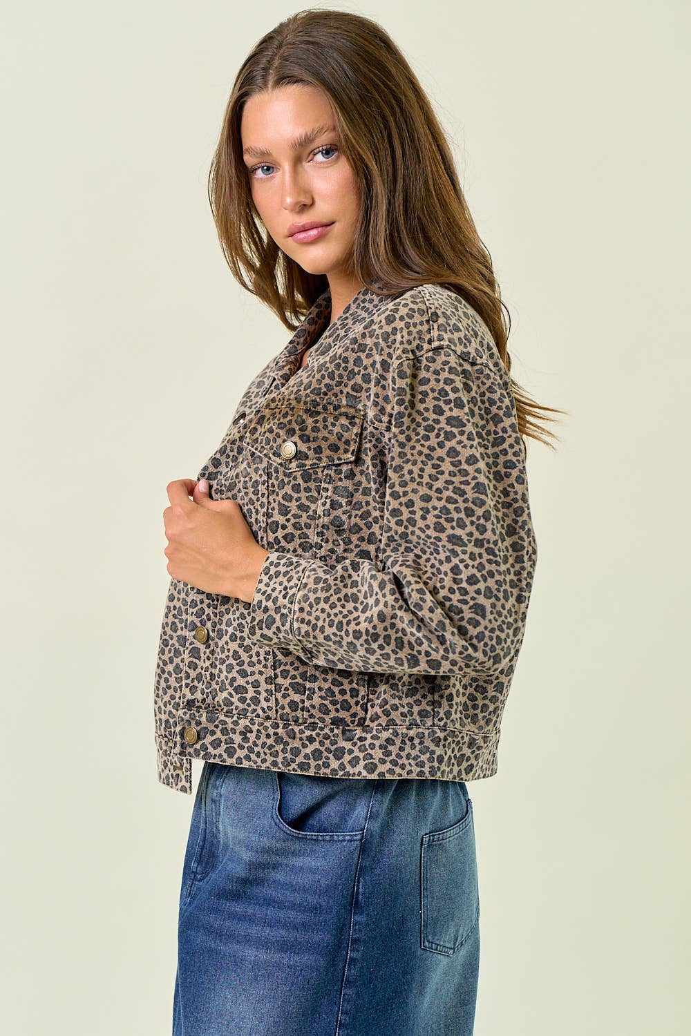 LEOPARD OVERSIZED DENIM JACKET