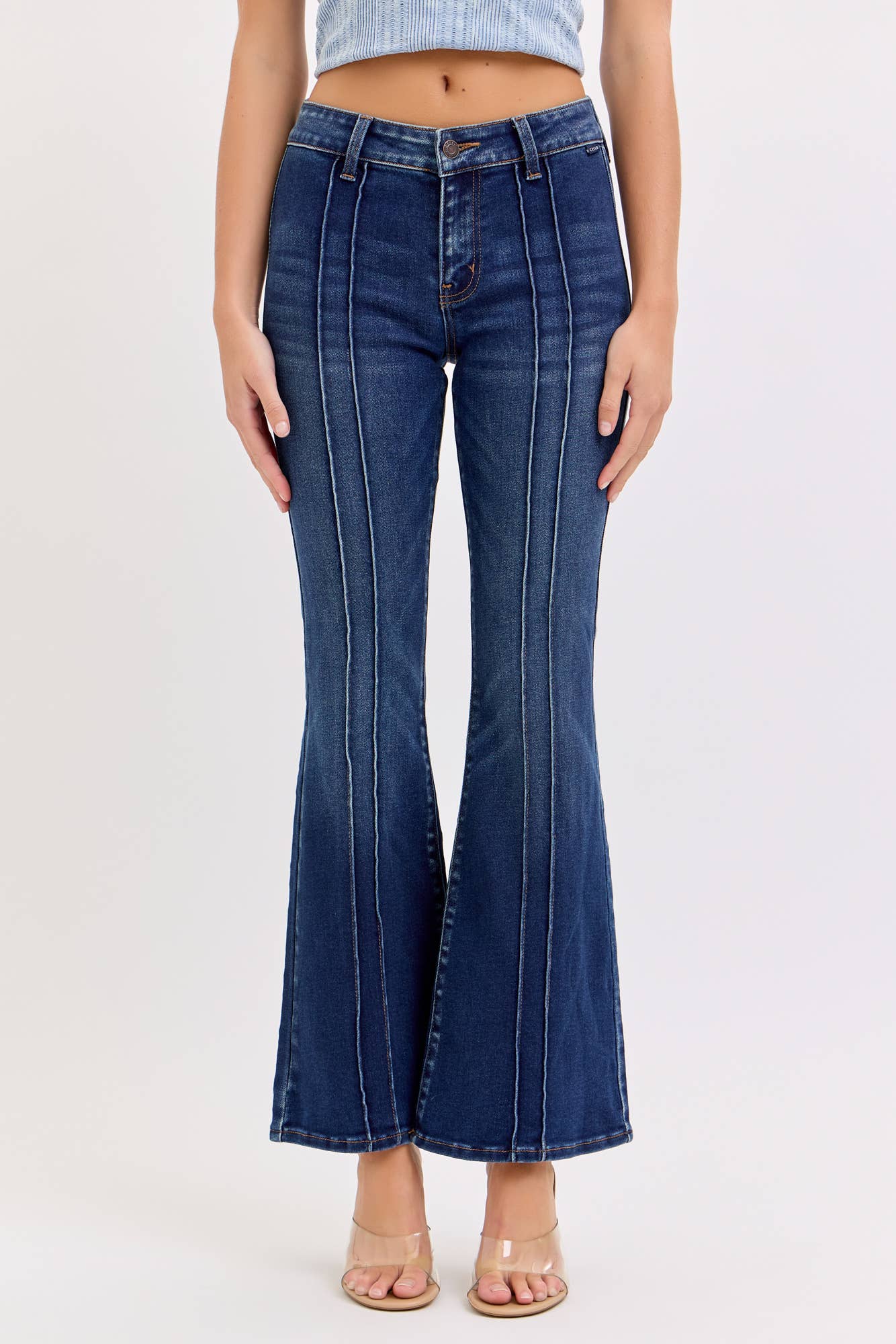 Mid Rise Flare Pintuck Seam