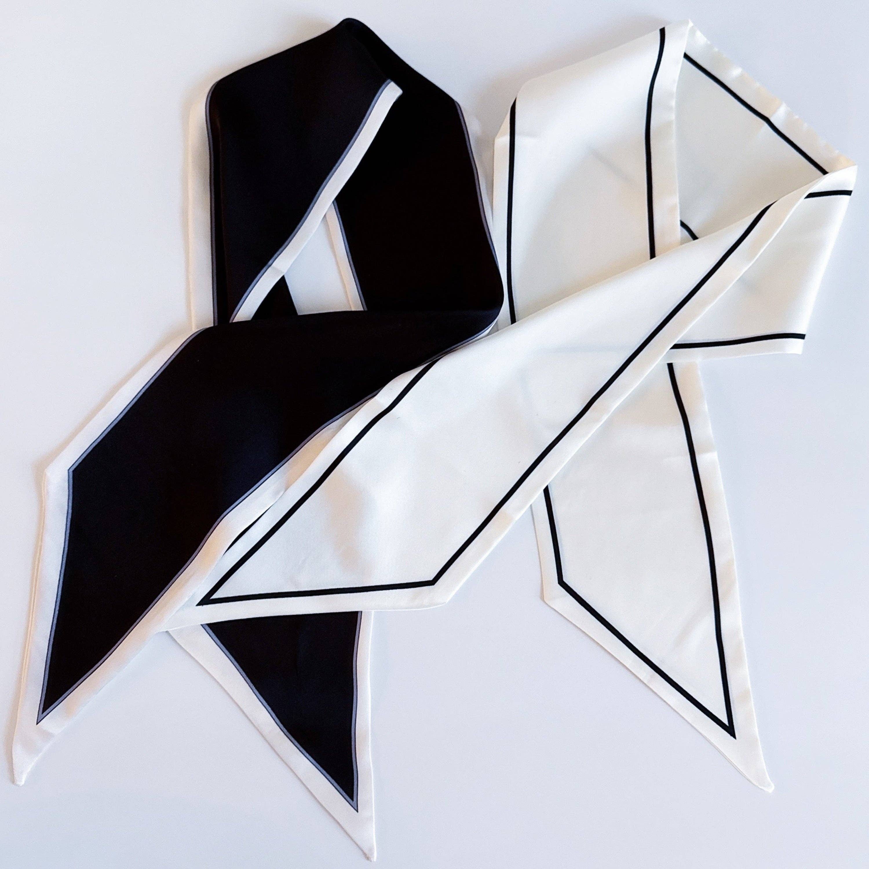 Chic Contrast Edge Ribbon Scarf – Stylish Accent for Bags, Hair & More