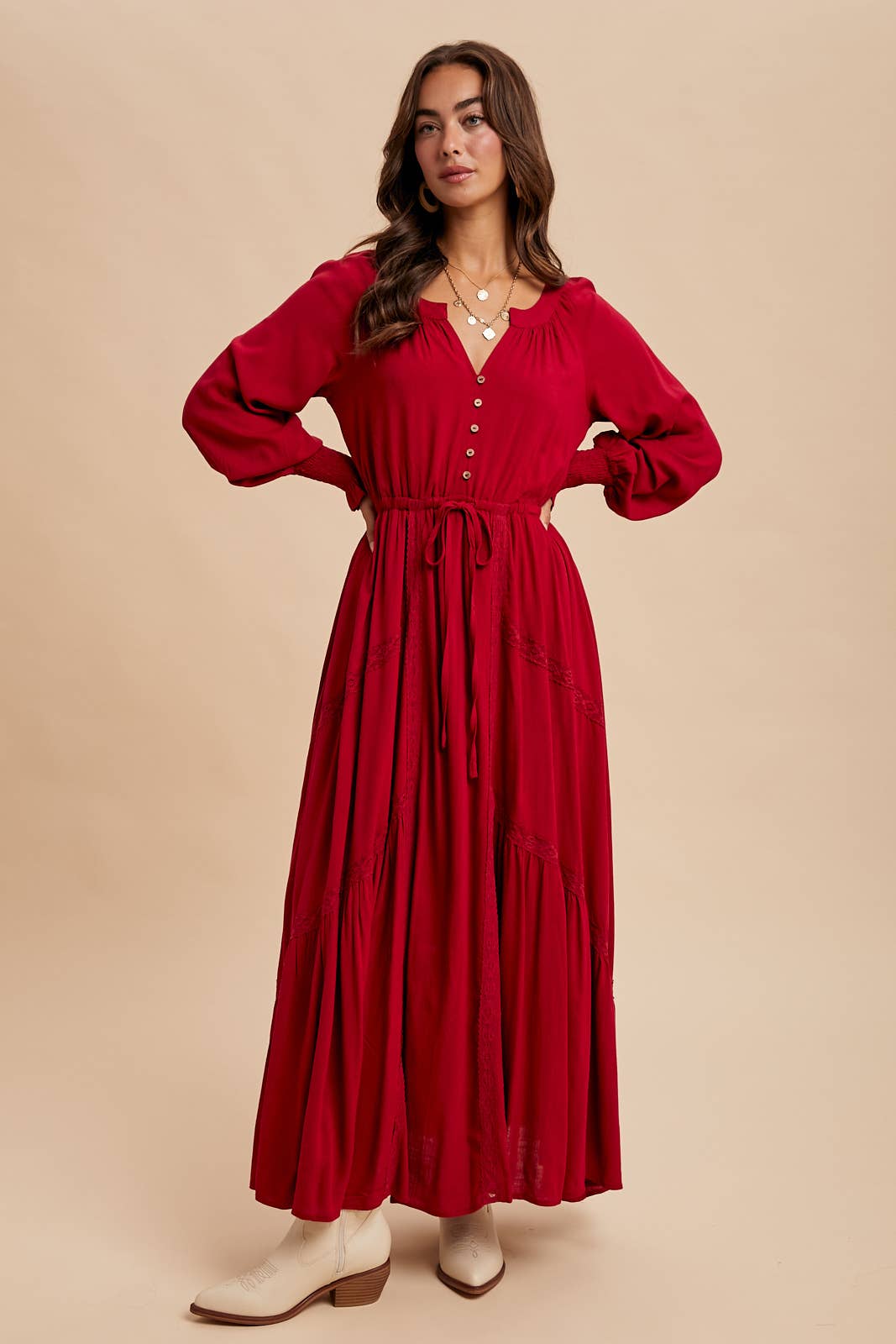 LACE INSET MAXI DRESS