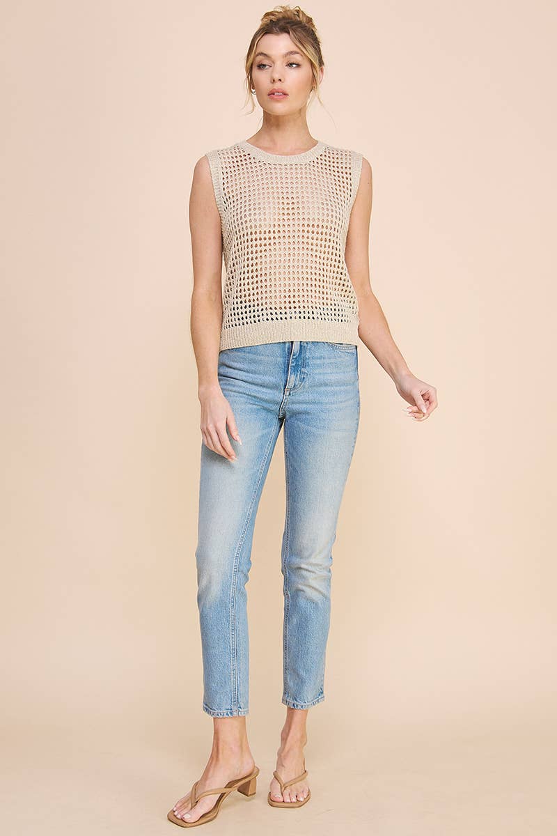 Foil Knit Crochet Tank