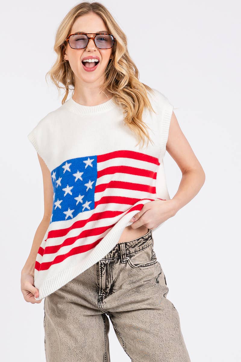 AMERICAN FLAG SWEATER VEST
