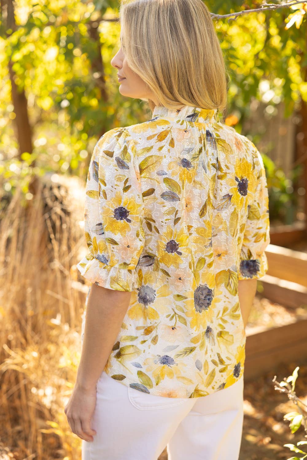 Floral Print Embroidery Top