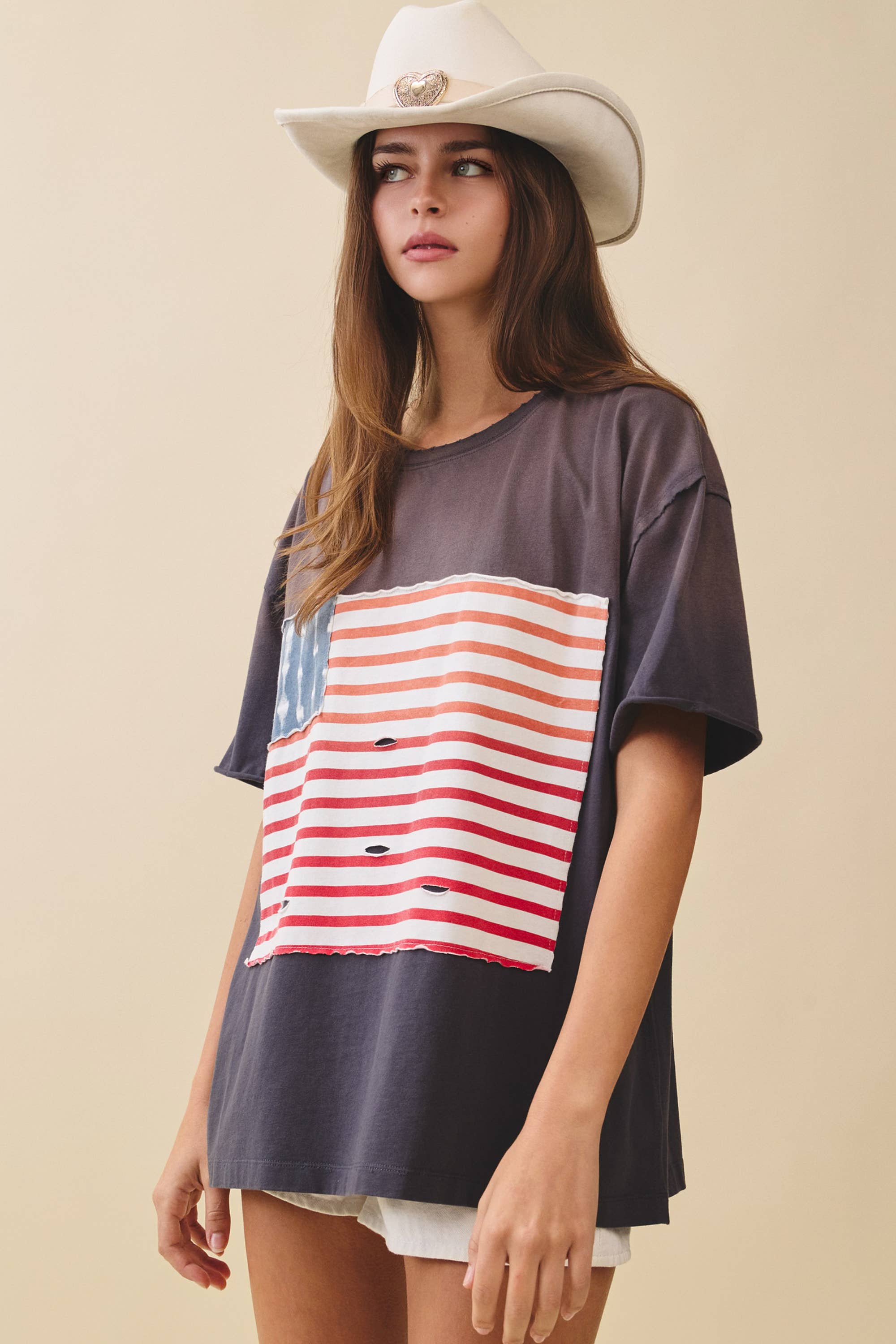 Distressed Flag Patch Tee