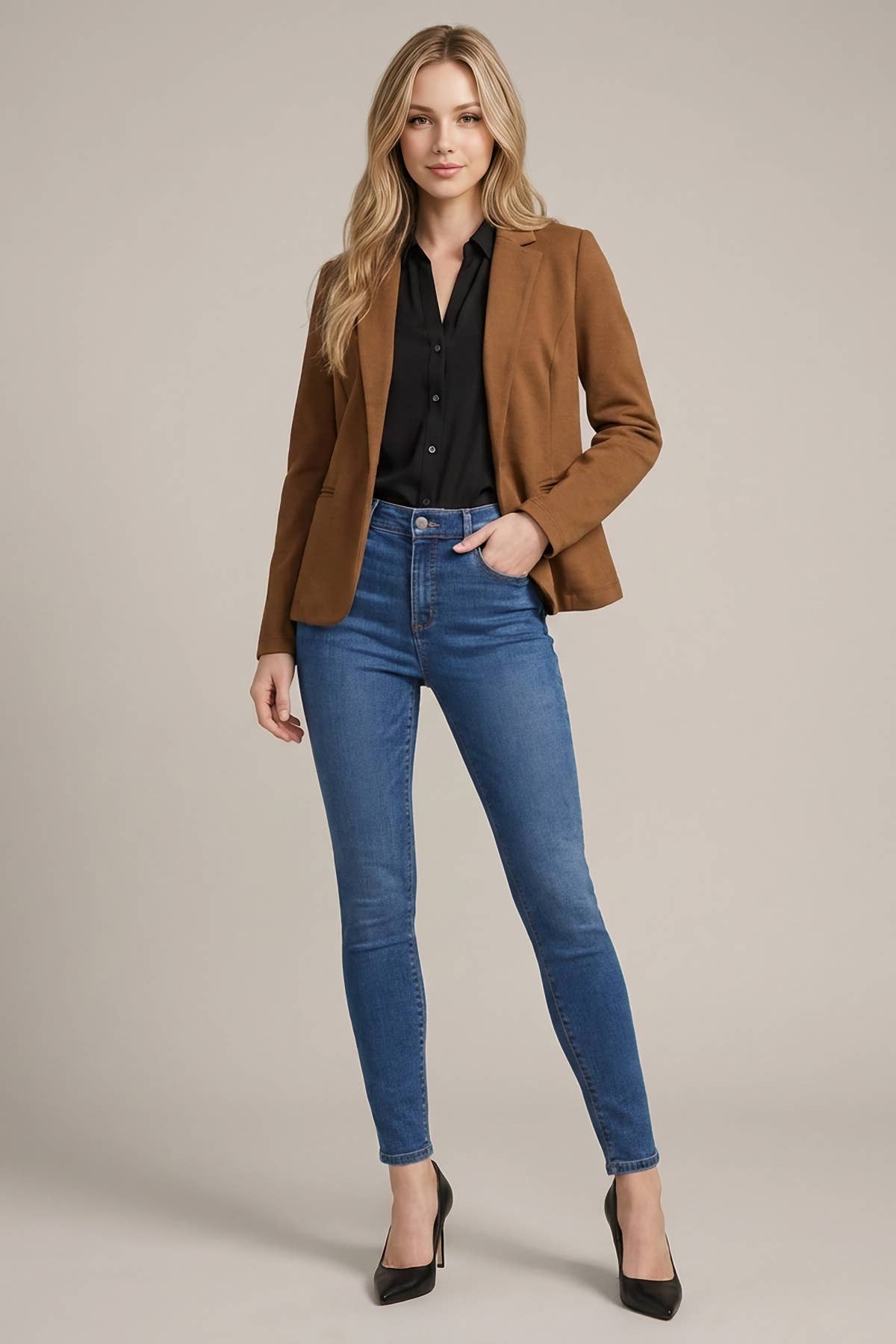 Classic Single-Button Tailored Blazer