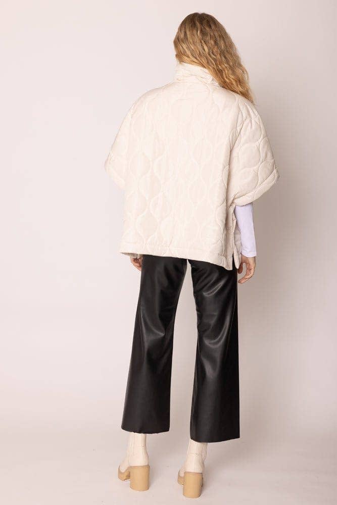 Quarter Zip Quilted Puffer Poncho