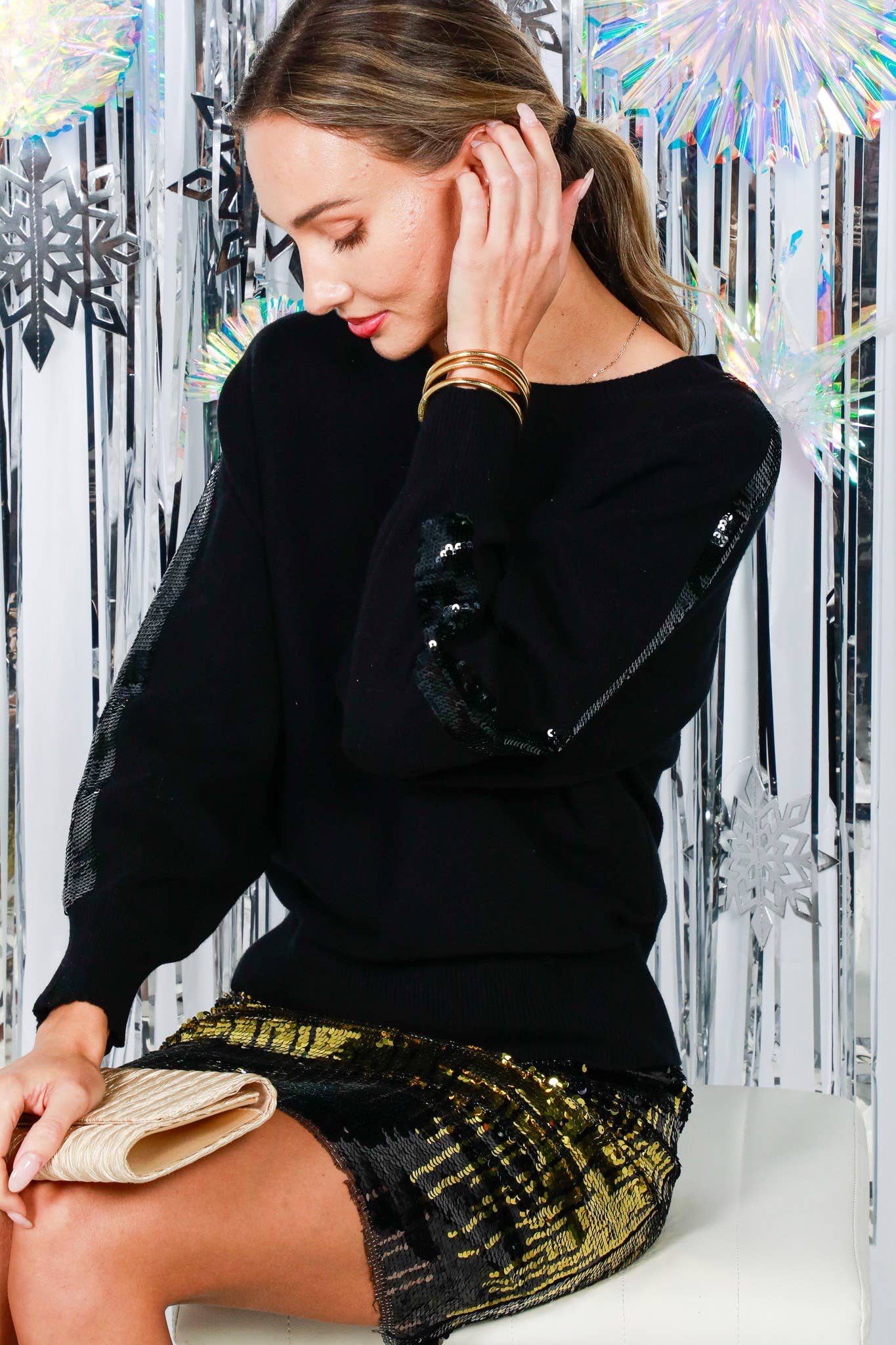 Sequin Dolman Knitted Sweater