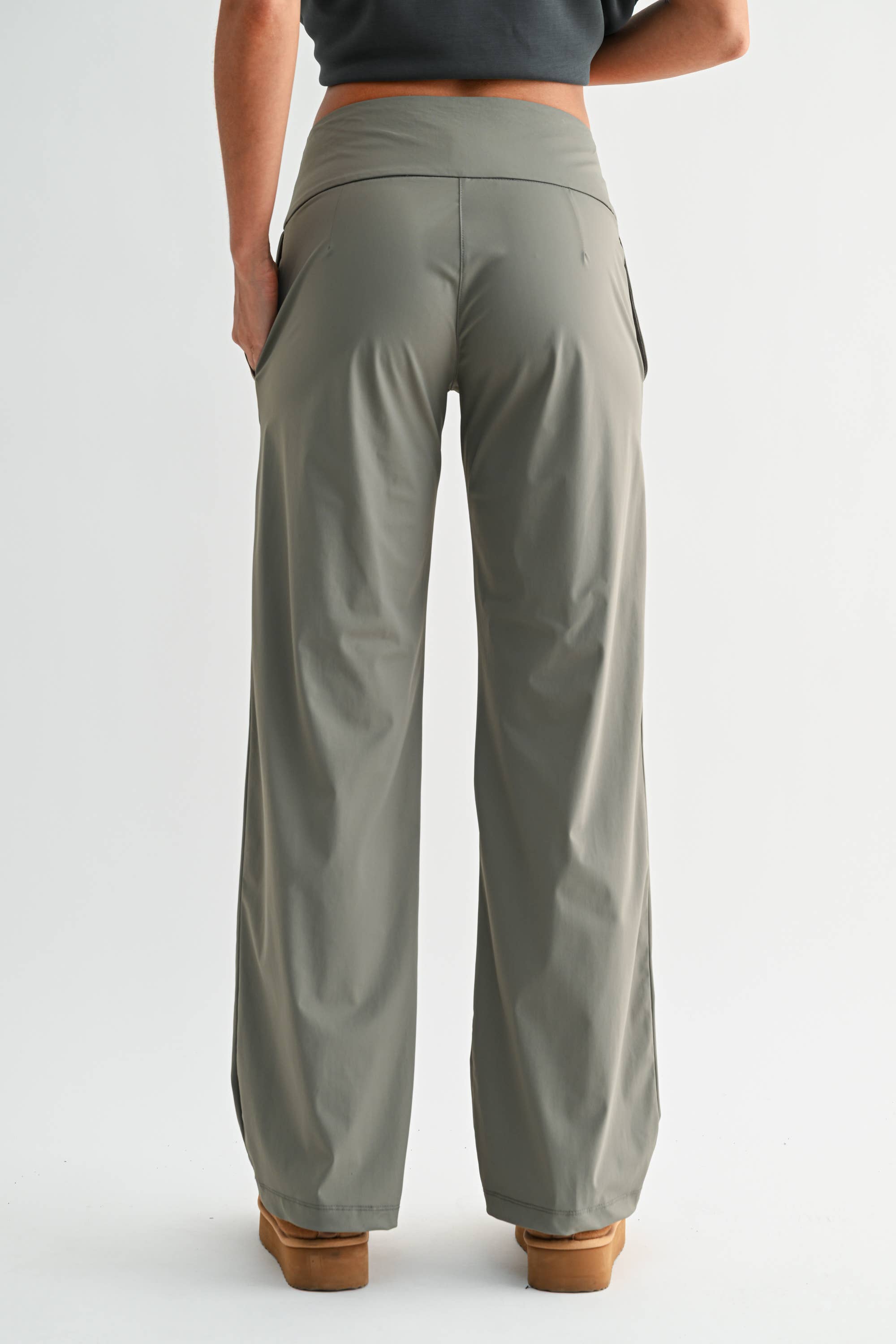 Nylon Blend Tailored Pants