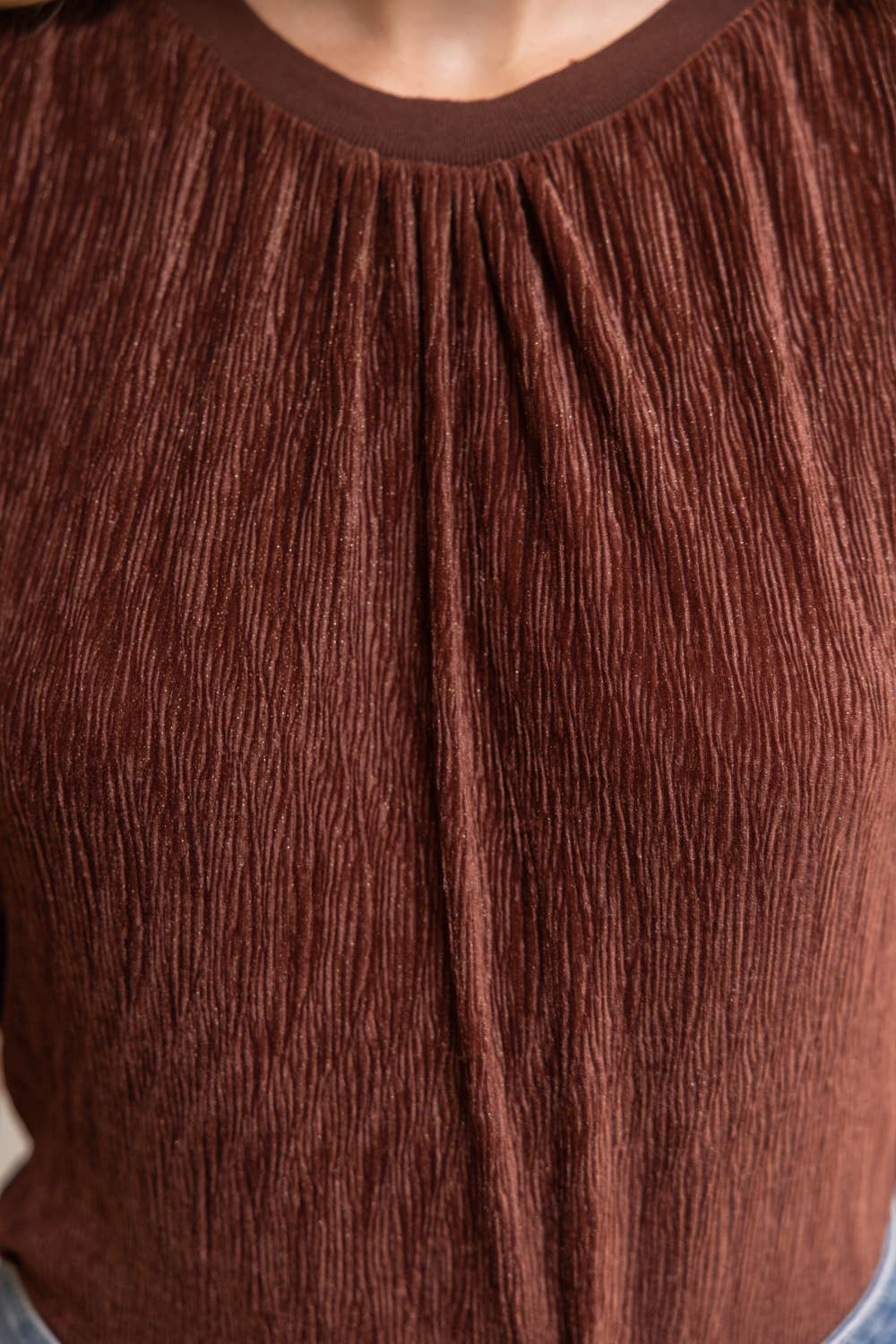 Velvet Bubble Sleeve Top