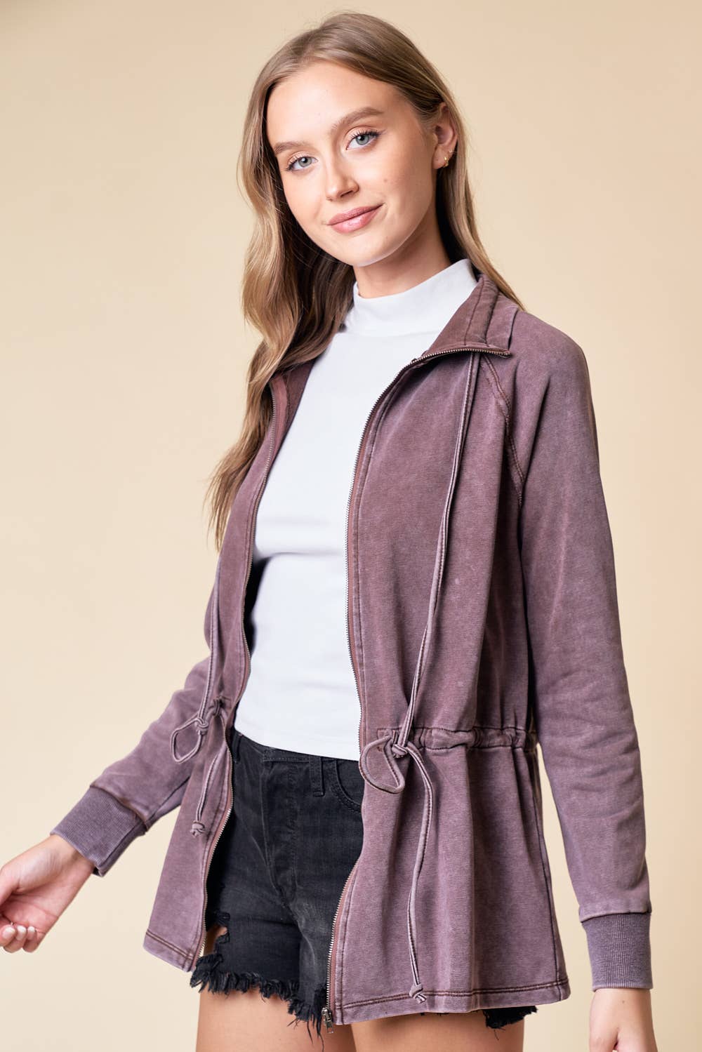 Zip-up Front Knit Jacket