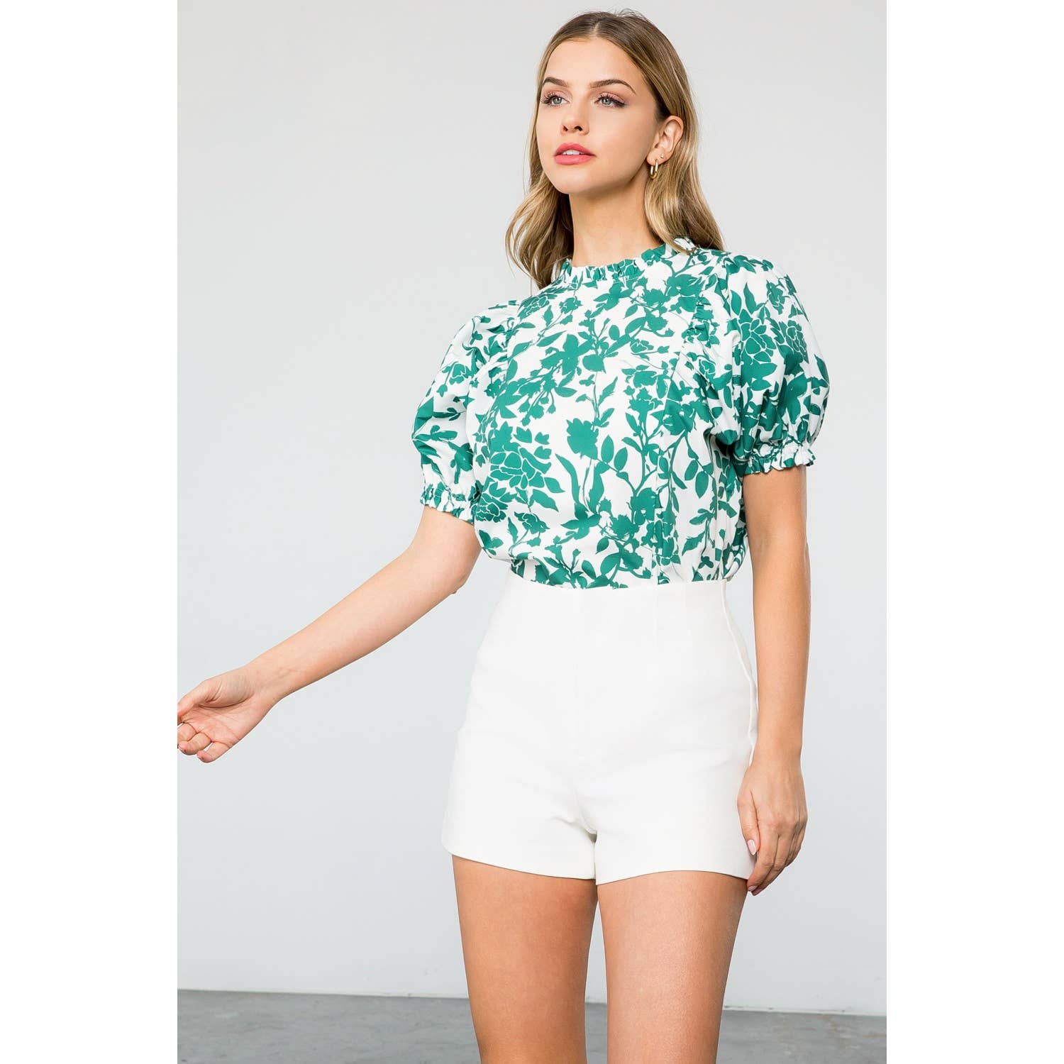 Flower Puff Sleeve Top