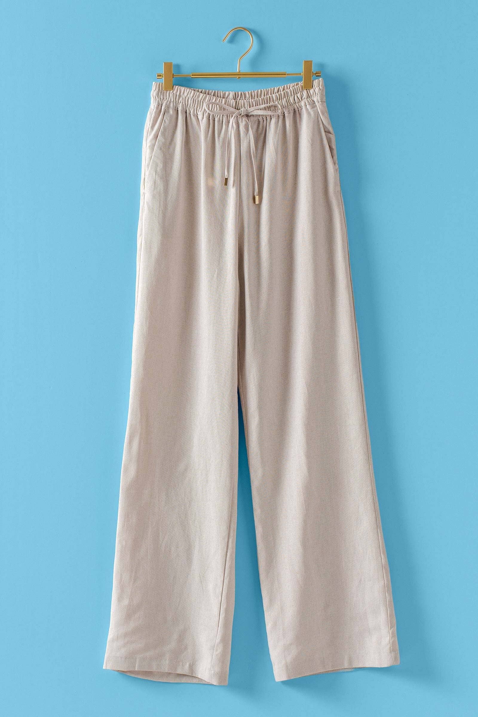 Linen Blend Wide Leg Pants