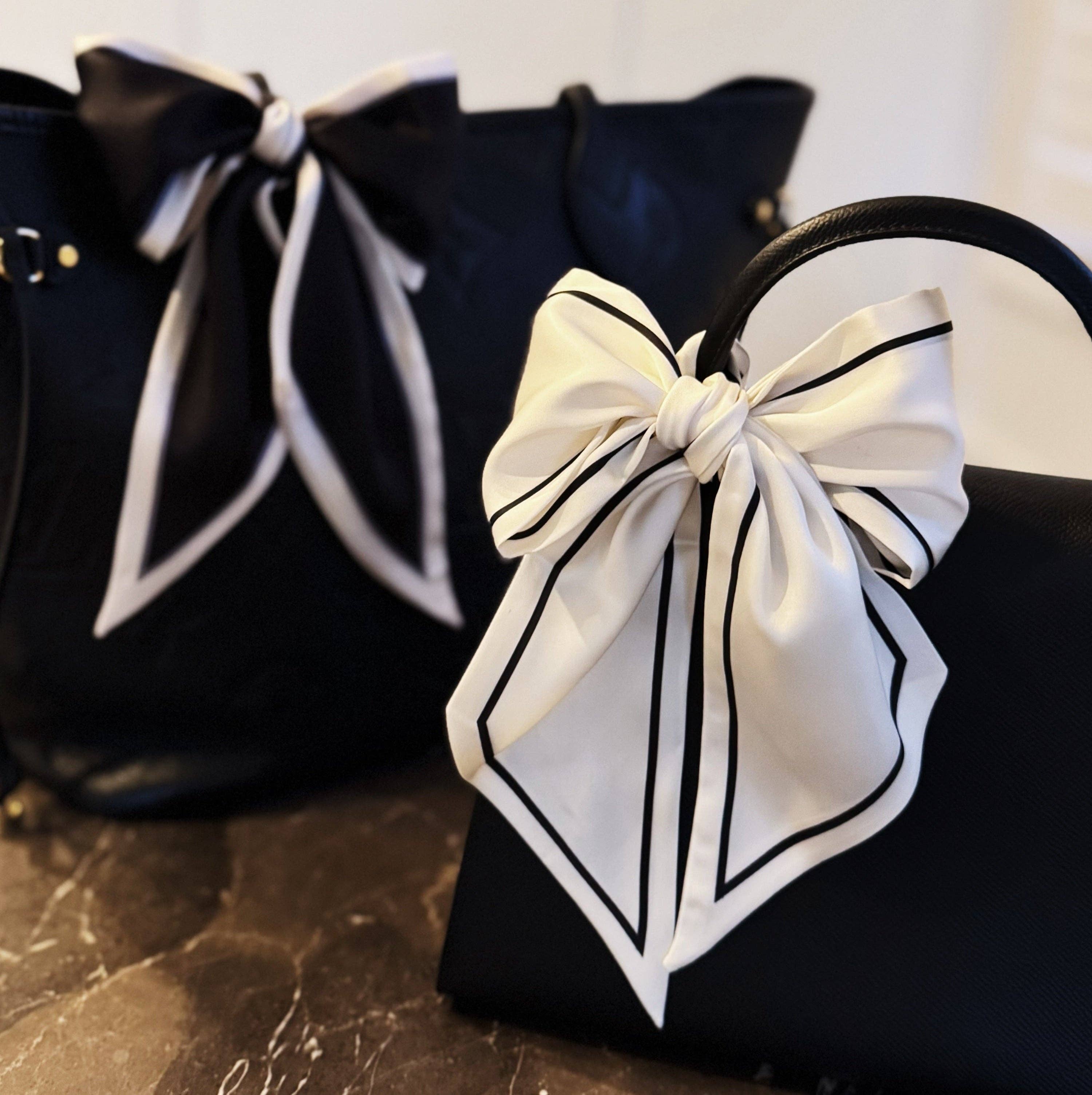 Chic Contrast Edge Ribbon Scarf – Stylish Accent for Bags, Hair & More