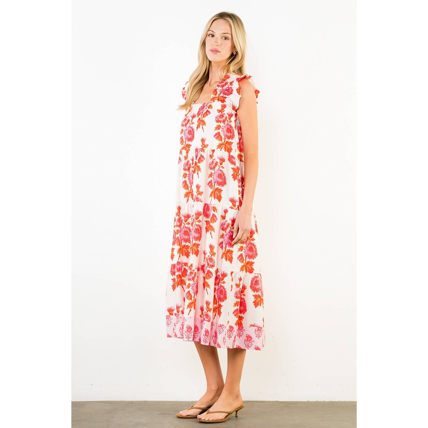 Flutter Sleeve Floral Tiered Dress