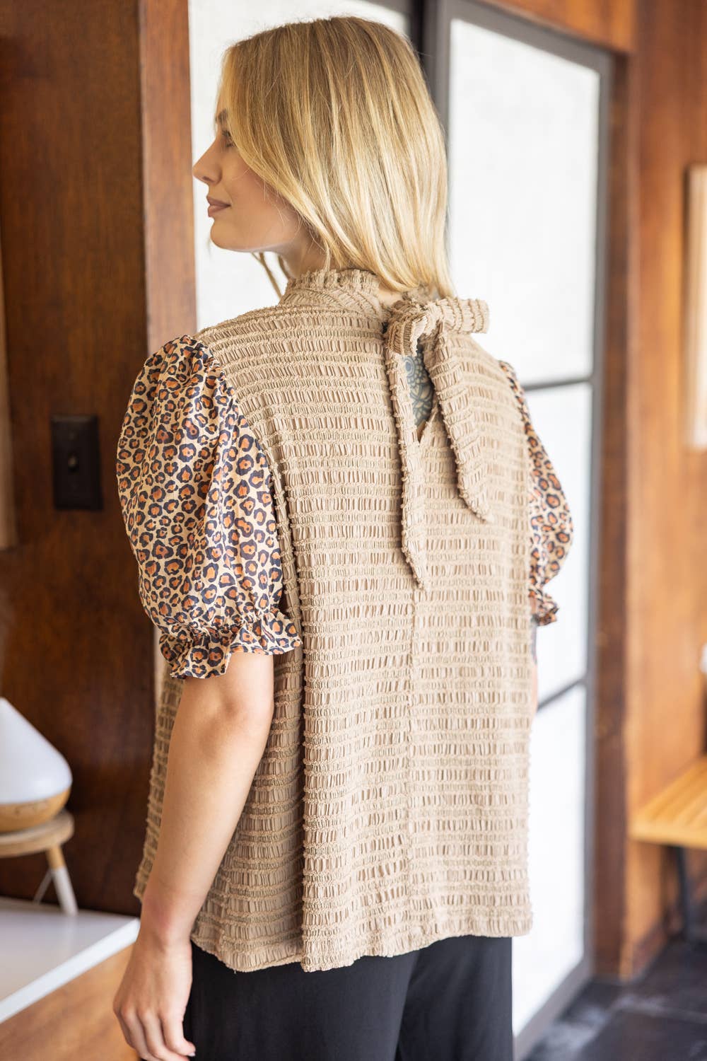 Leopard Printed Sleeve Top