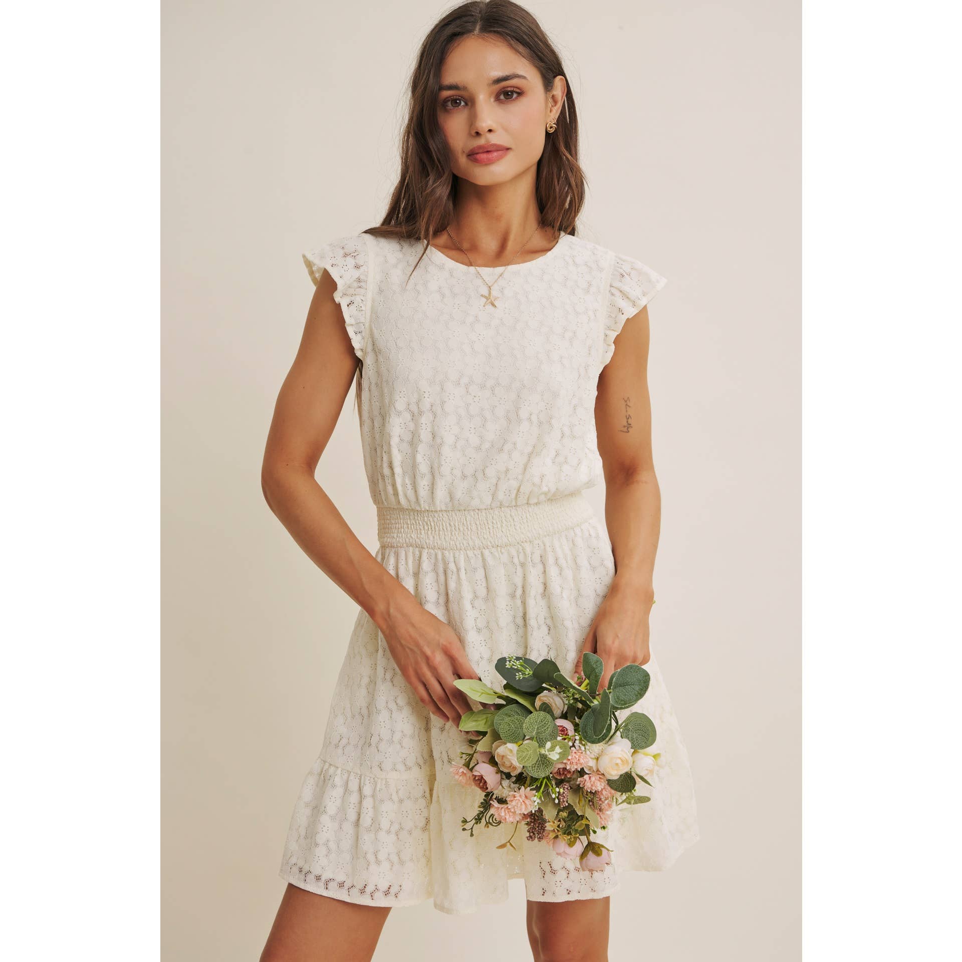 DELICATE LACE MINI DRESS
