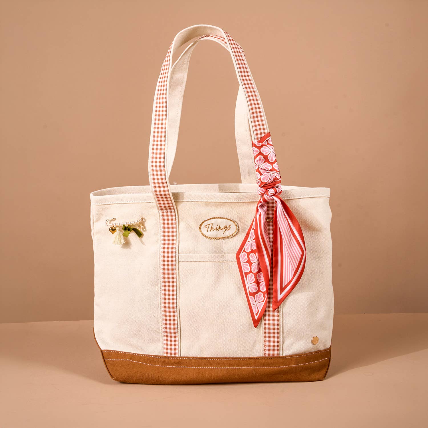 The Darling Canvas Tote Bag-Maple Gingham