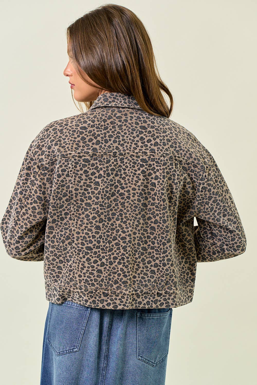 LEOPARD OVERSIZED DENIM JACKET