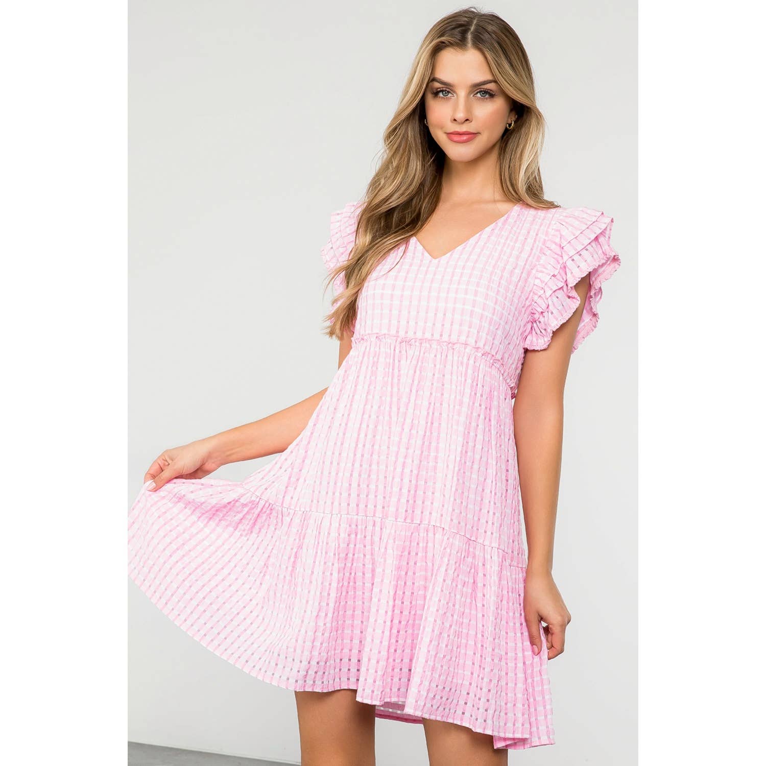 Flutter Sleeve Stripe Dress