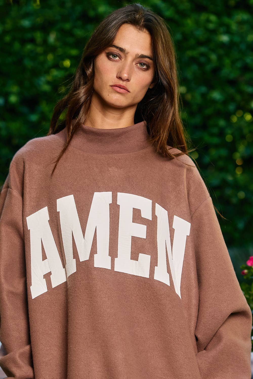'WWJD & AMEN' Reversible Mock Neck Sweatshirt
