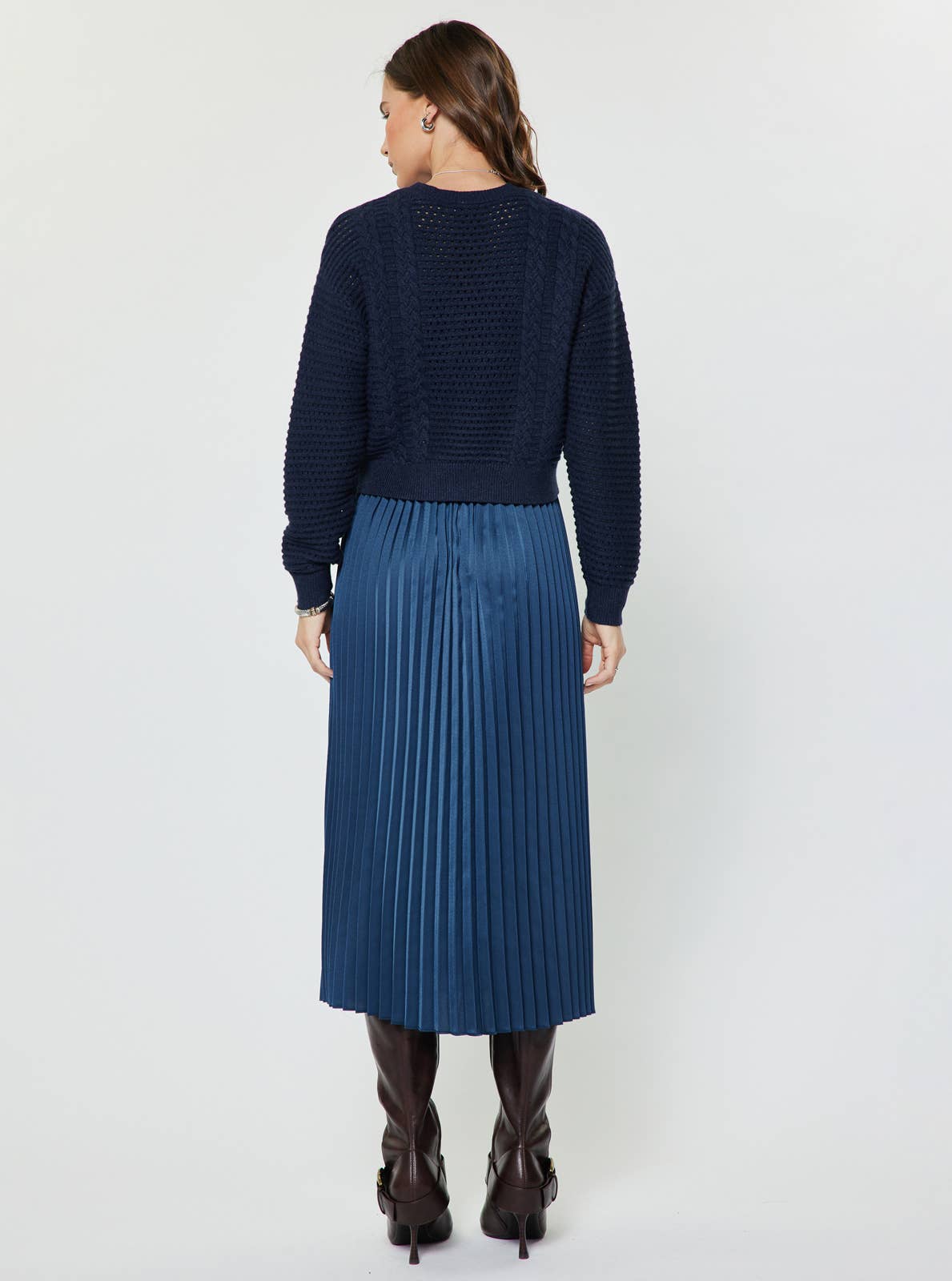 Pullover Sweater & Pleated Dress Set