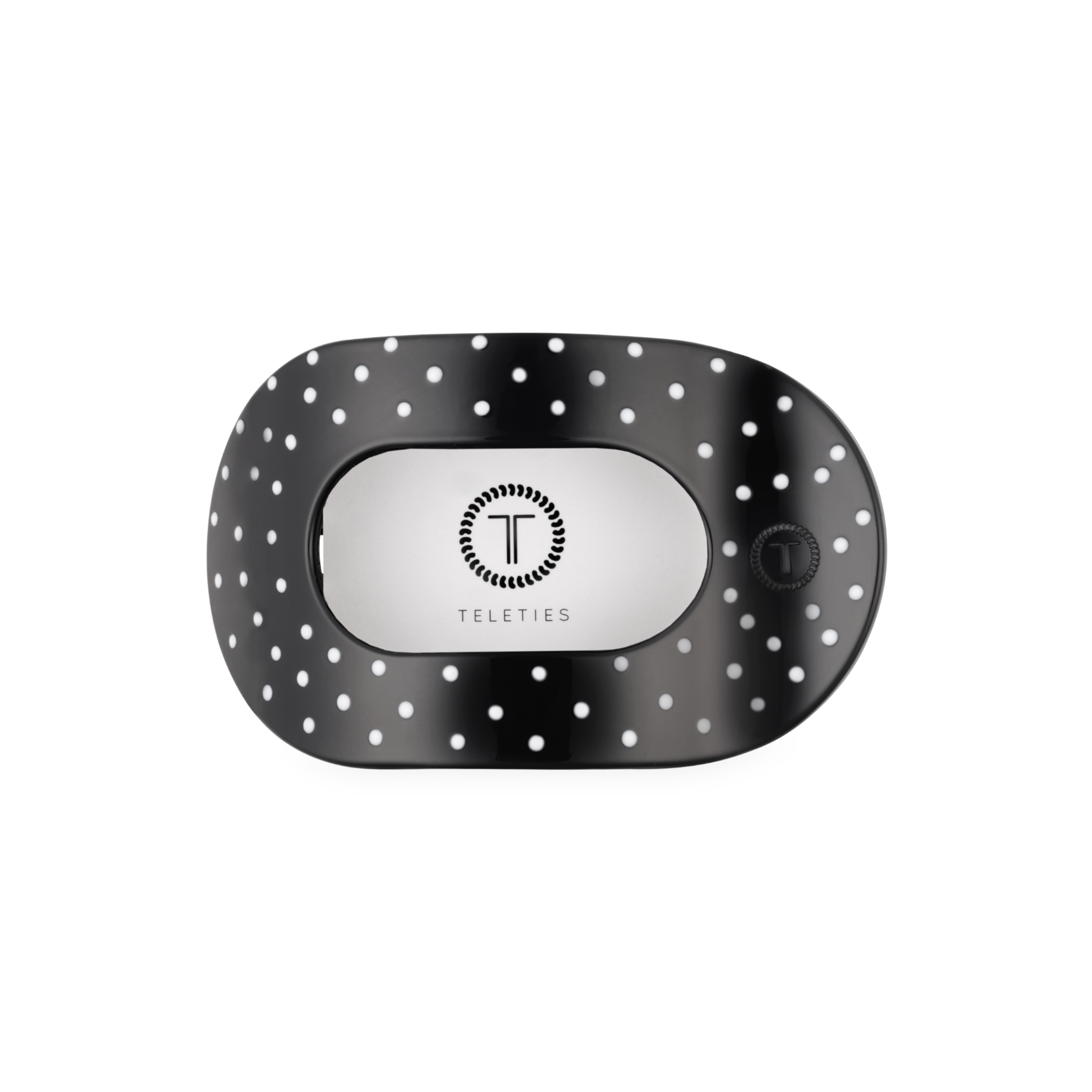 Black Polka Dot Party Medium Flat Round Hair Clip