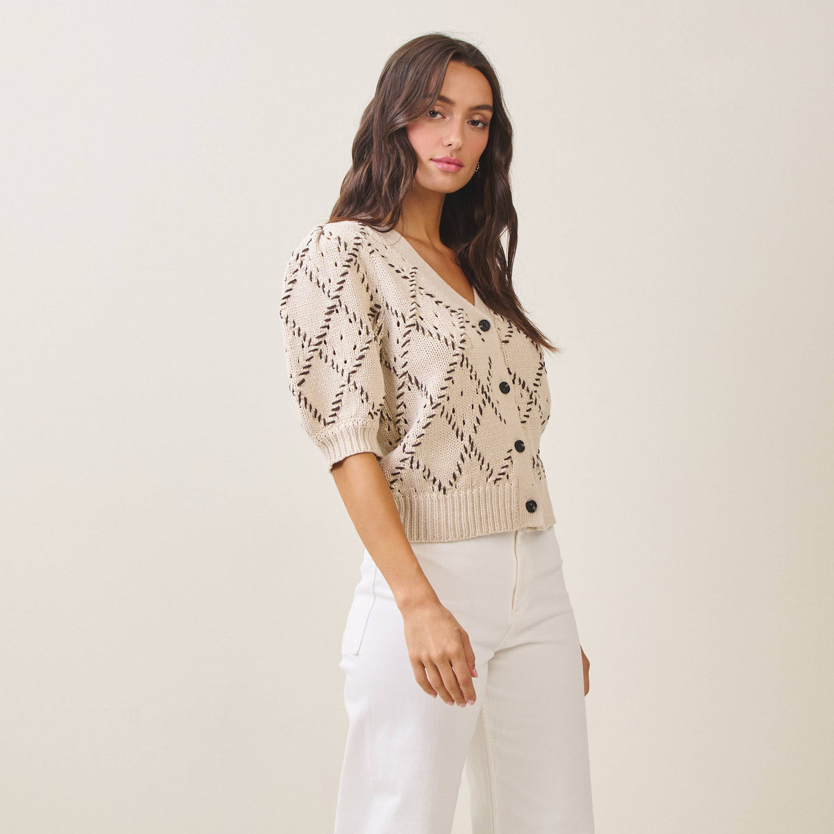Whipstitch Diamond Cardigan