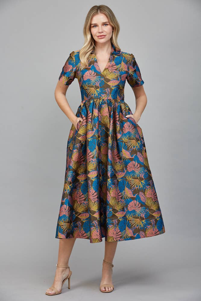 JACQUARD FABRIC MIDI DRESS