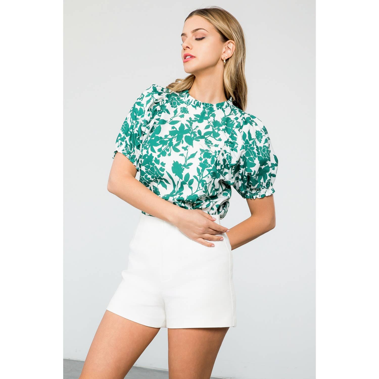 Flower Puff Sleeve Top
