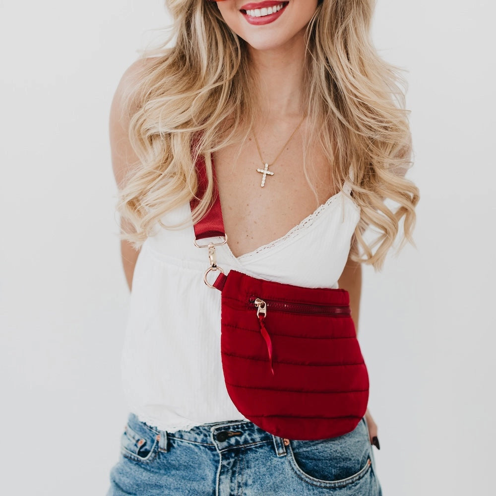 Puffer Belt Bag - Crimson Red