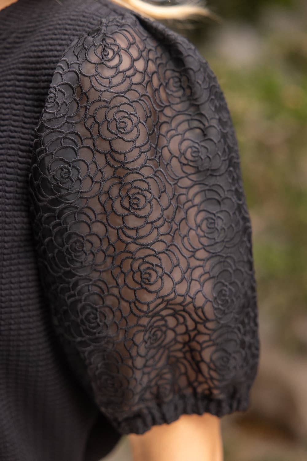 Floral Organza Puff Sleeve Top